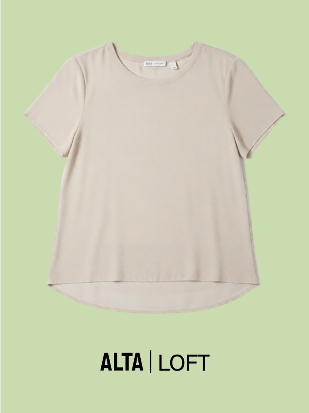 LOFT Cream Short-Sleeve Crewneck Tee